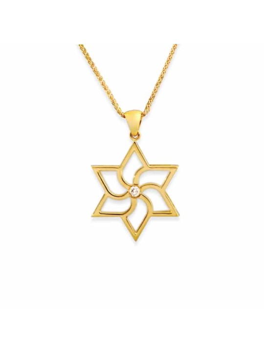 שרשרת מגן דוד גיאומטרית רוז גולד עם די , מתנות ט"ו באב , א